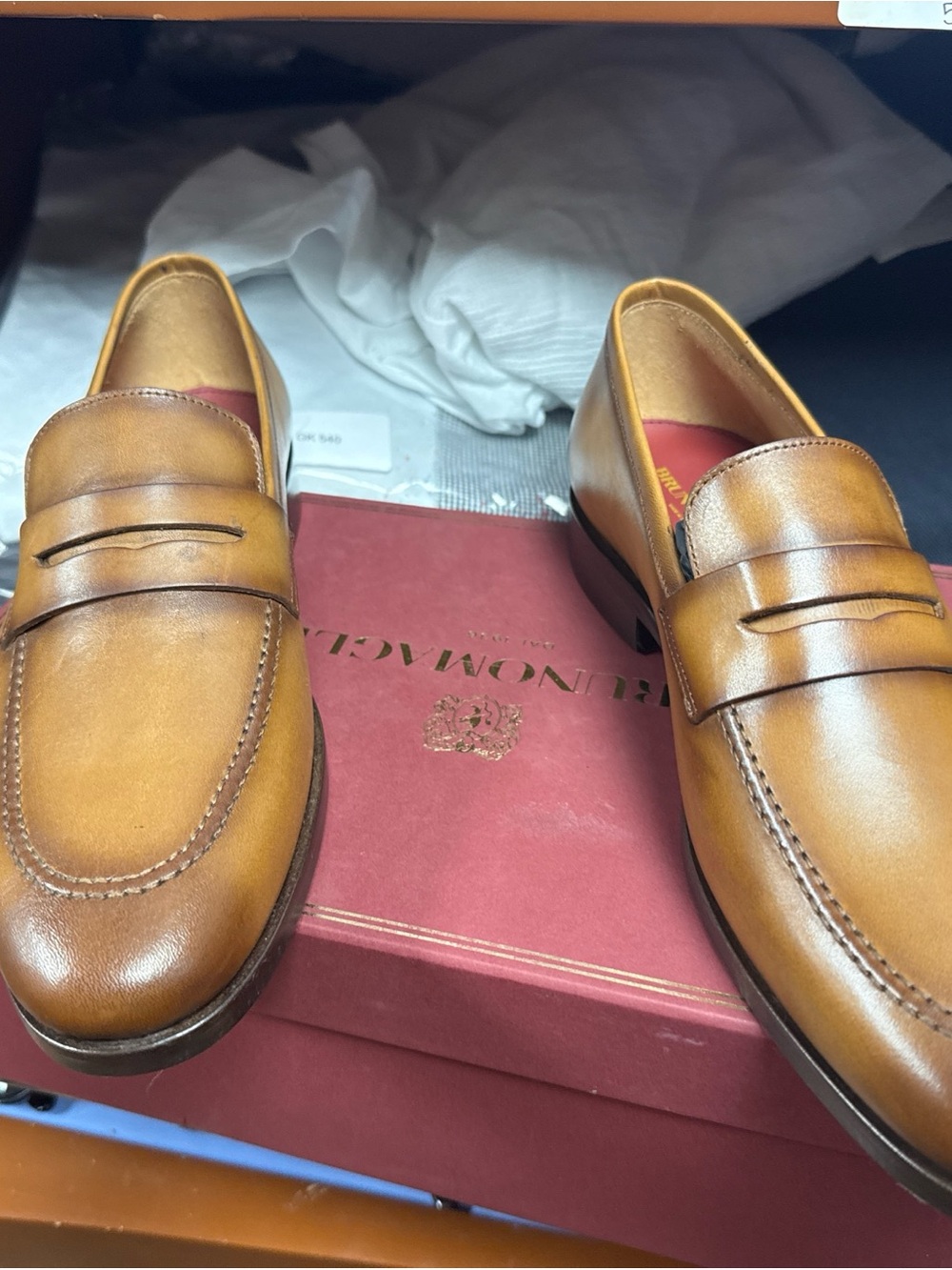 Bruno Magli Cognac Leather Penny Loafers